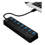 Hub Usb 3.0 7 Puertos De Alta Velocidad Con Indicador Led