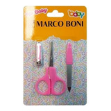 Kit Manicure Baby C/lixa, Tesoura E Cortador - Marco Boni Cor Rosa Bebê