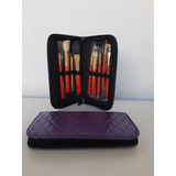 Set 9 Brochas Maquillaje Con Estuche Color Violet