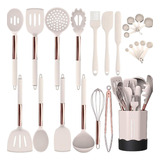 Kit Cocina Silicona Fungun Espátulas 24 Pzs (caqui)