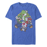 Nintendo Mario And Friends Circle Retro Camisetahombre