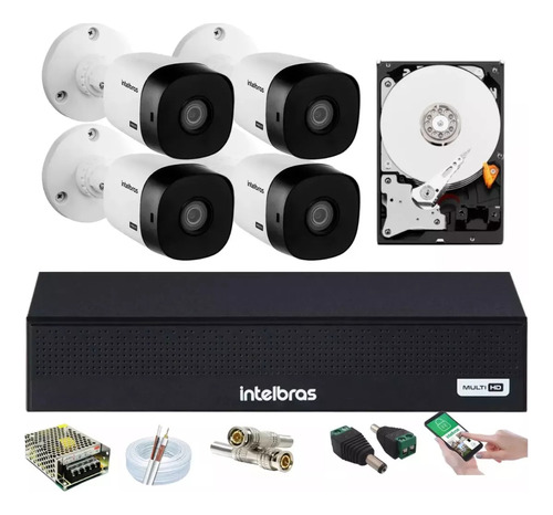 Kit 4 Câmeras Intelbras 20 Mts Dvr Intelbras Com Hd 500gb