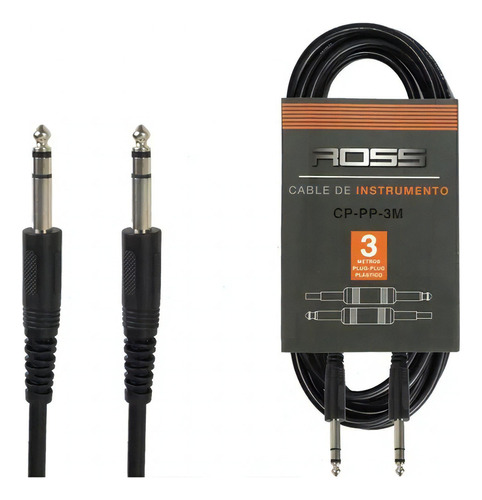 Cable Plug - Plug Ross De 3 Metros Instrumento Guitarra Bajo