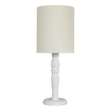 Luminária De Mesa Cúpula Tecido Branco Base Branco Provençal