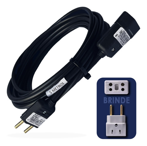 Extensão Elétrica Cabo Prolongador 5m Plug Reto Oferta Top