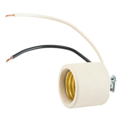 Portalámpara De Porcelana Candil, Con Niple Y Cables Blanco