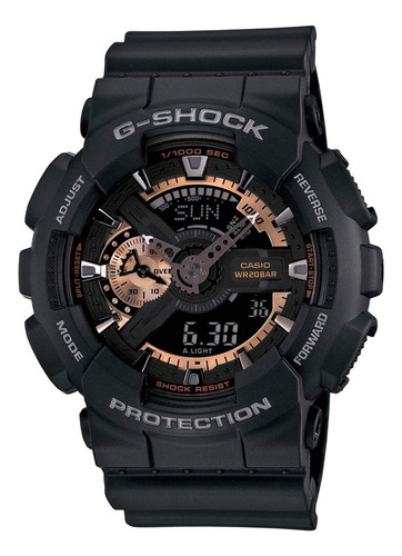 Reloj De Cristal Casio Shock Para Hombre Color: Negro