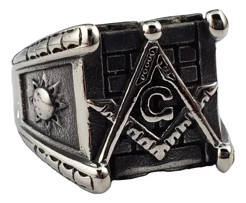 Anillo Masónico Cuadrado Acero Inoxidable Hombre Mujer Masón