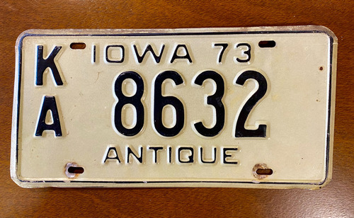 Placa Patente Antigua Iowa 1973  Estados Unidos