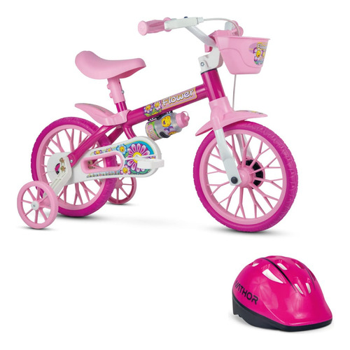 Bicicleta Infantil Menina Nathor Flower Aro 12 Cor Rosa