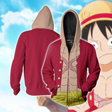 Sudadera Anime One Piece Monkey D. Luffy Con Cremallera