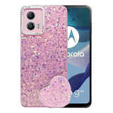 Carcasa Para Motorola G53 Glitter Brillo Incluye Pop Socket