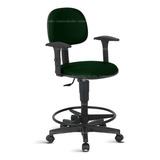 Cadeira Caixa Alta Balcao Secretaria C/ Braco E Rodízios Rcp Cor Verde