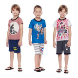 Kit 5 Conjunto Masculino Curto Infantil Verão Atacado