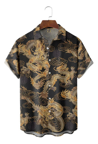 Camisa Hawaiana Unisex Con Diseño De Dragón Japonés, Camisa
