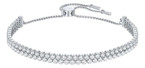 Brazalete Sutil Swarovski 5221397, Pulsera Doble Sutil De Plata, 24 Cm De Longitud