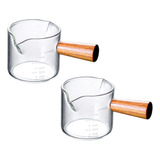 2 Tazas Medidoras De Cristal Espresso Con Mango De Madera