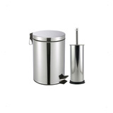 Kit Lixeira 5 Litros + Escova Sanitaria Para Banheiro Inox  