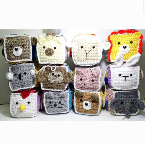 Cubo Didáctico Crochet Tejido Sonajero Montessori  