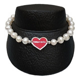 Pulsera De Perlas Con Dije En Forma De Corazón En Plata .925