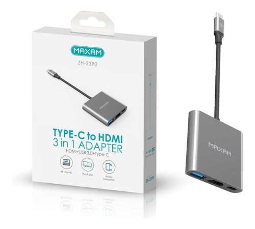 Adaptador 3 En 1 / Hdmi + Usb3.0 + Tipo C (pack X4)