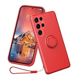 Funda Para Galaxy S22ultra C/anillo Silicona Rojo