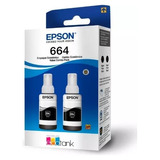 Botella Pack X 2 Tinta Epson Negra 664 Original L110 L1300