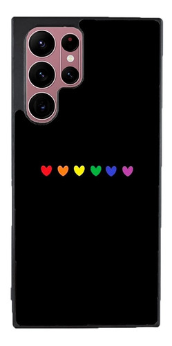 Funda Para Galaxy Corazones Colores Pride Lgbt Love Negro