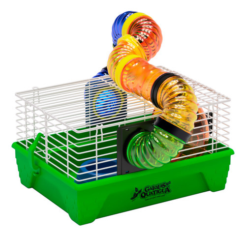 Gaiola Para Hamsters Acessórios E Tubos Coloridos Verde