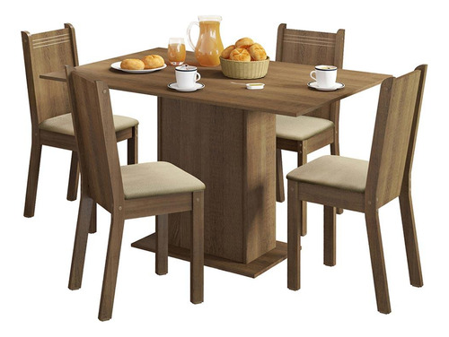 Juego Comedor Lexy Madesa Mesa Tapa Madera Con 4 Sillas M/b