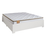 Cama Box Casal Queen Desmontável C/ Colchão Real Bege/branco Cor Branco/nature