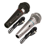 Kit C/ 2 Microfones Com Fio Csr 505 C/ Cabo 3 Metros Cor Preto/prata