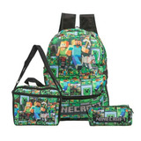 Kit Mochila Costas Minecraft Games Escolar  Envio Hoje