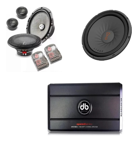 Subwoofer Stage122d+set De Medios 165as+amplificador Db Driv