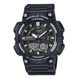 Reloj Casio Para Caballero Aeq-110w 1a Negro Color Del Fondo Gris