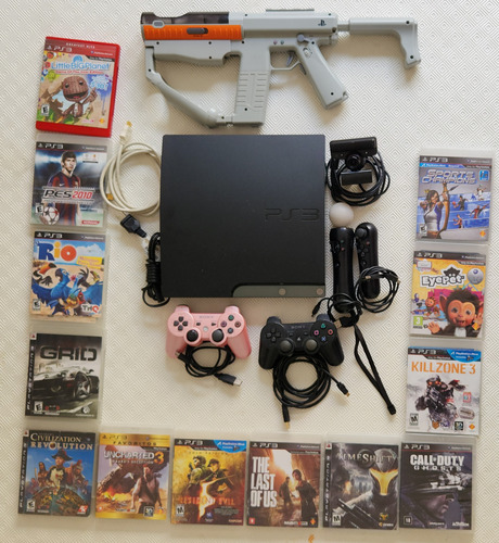 Sony Playstation 3 Slim 120gb, 13 Jogos E Acessórios - 127 V