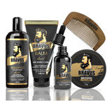 Kit Bravus Shampoo/balm/óleo 30ml/pomada Matte/pente Duplo