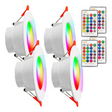 Kit 4 Spot Led Neo Redondo 9w Embutir Rgb Branco + Controle