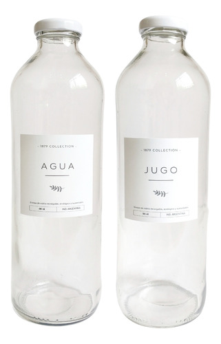 Set 2 Botellas De Vidrio Hermeticas Agua+jugo