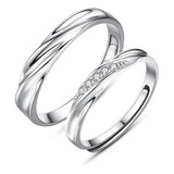 Par Anillo Plata 925 Ajustable Pareja Amor Ilusion En Caja