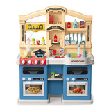 Cozinha Infantil Completa Som Luz Bolhas Magicas Vapor 83cm Cor Azul