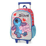 Mochila Rodinha Stitch Vermelho Disney By Luxcel 