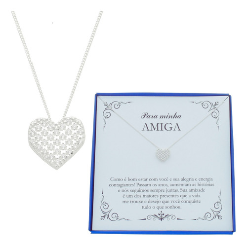 Presente Amiga Feminino Prata 925 Colar Aniversário Garantia