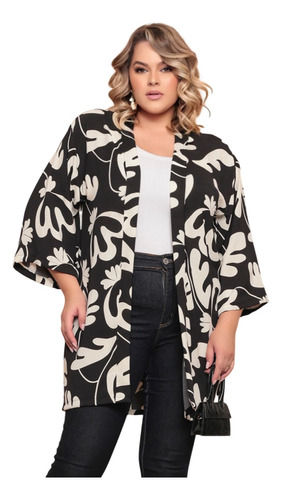 Cardigan Estilo Kimono Feminina Plus Size Tam Grande Verão