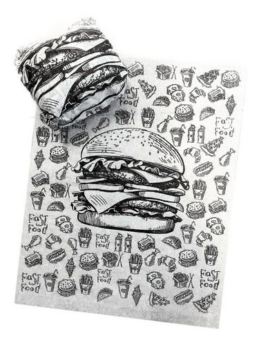 Papel Acoplado - Hamburguer Burguer Lanche 500 Unds + Brinde