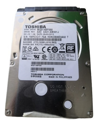 Disco Duro Toshiba 2.5 500gb Modelo Mq01abf050 