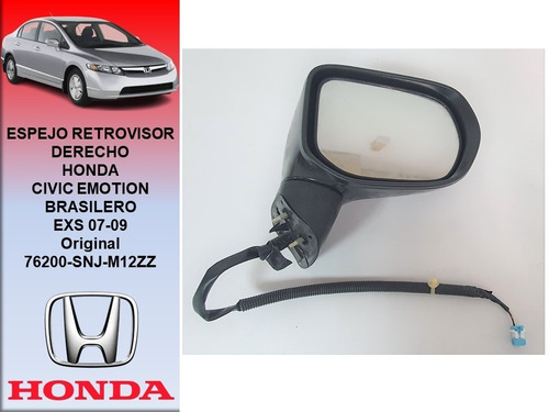Espejo Retrovisor Dr Honda Civic Emotion Brasilero Exs 07-09 Foto 2