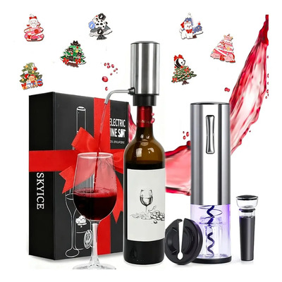Juego De Abrebotellas De Vino Eléctrico, 4 En 1 Juego De Regalo Recargable Aireador Automático, Abridor De Vino, Aireador, Vertedor, Dispensador, Cortador Papel Aluminio Y Tapón Vacío | MercadoLibre