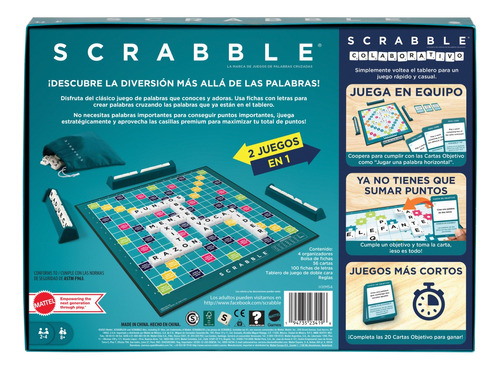Scrabble Juego De Mesa 2 En 1 Colaborativo