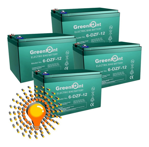 Bateria Gel 12v 12ah Greenpoint Pack X4 Para Bici-eléctrica